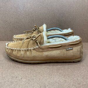 L.L. Bean Wicked Good Moccasins Mens Shearling-Lined Slippers Size 11 Brown
